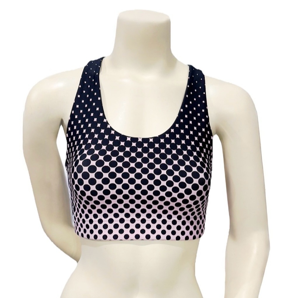 Terrez New York Pink Black Polka Dot Racerback Sports Bra M